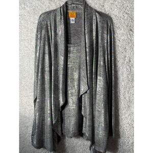 WOMEN'S SILVER CARDIGAN WITH ATTACHED TANK TOP.